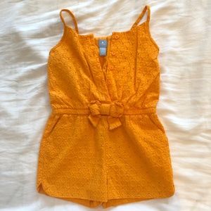 Girls 4T orange shorts romper